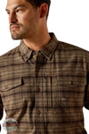 Ariat 10062531 Rebar Flannel DuraStretch Plaid Long Sleeve Shirt in Brown, zoom