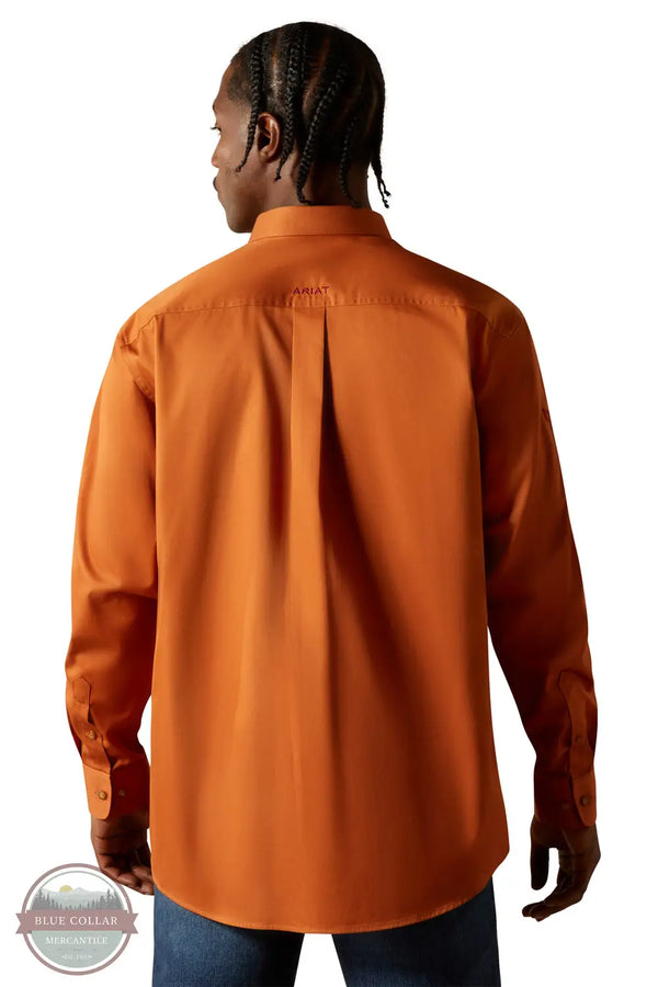 Ariat 10062606 Long Sleeve Team Logo Twill Classic Solid Shirt in Orange, rear