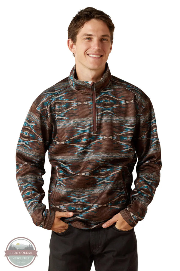 Ariat 10062620 Caldwell Logo 1/4 Zip Sweater, front