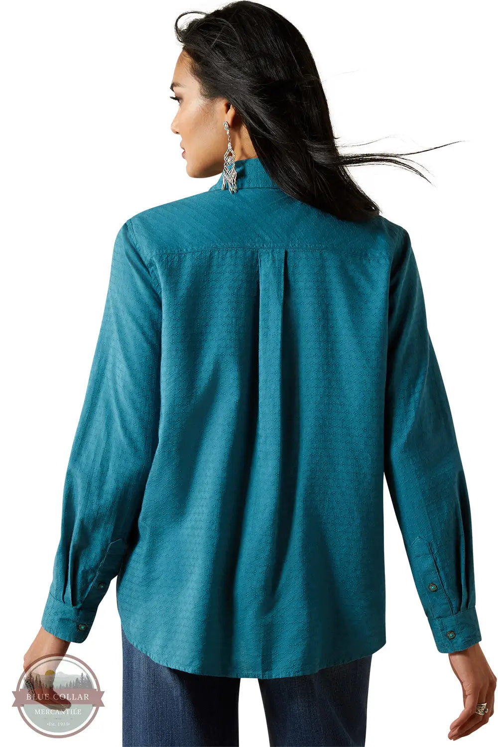Ariat 10062675 REAL Billie Jeans Tone-on-Tone Long Sleeve Shirt in Turquoise, rear