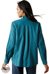 Ariat 10062675 REAL Billie Jeans Tone-on-Tone Long Sleeve Shirt in Turquoise, rear