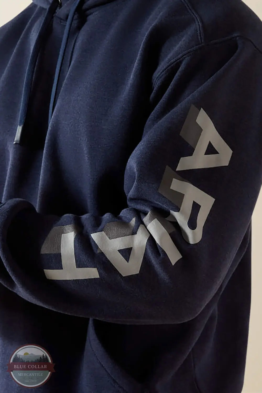 Ariat 10062708 Rebar Lightweight Long Sleeve Logo Hoody in Blue, sleeve