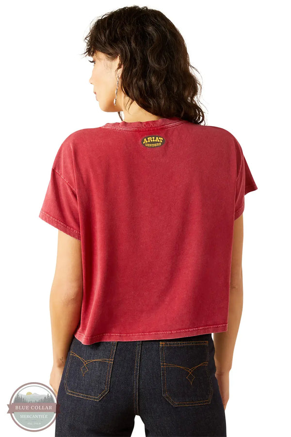 Ariat 10062911 Sendero Slow Horses Crop Short Sleeve T-Shirt in Red, rear