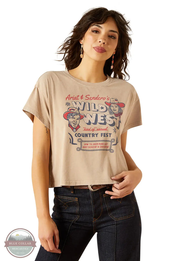 Ariat 10062912 Sendero Wild West Country Fest Short Sleeve T-Shirt in tan, front
