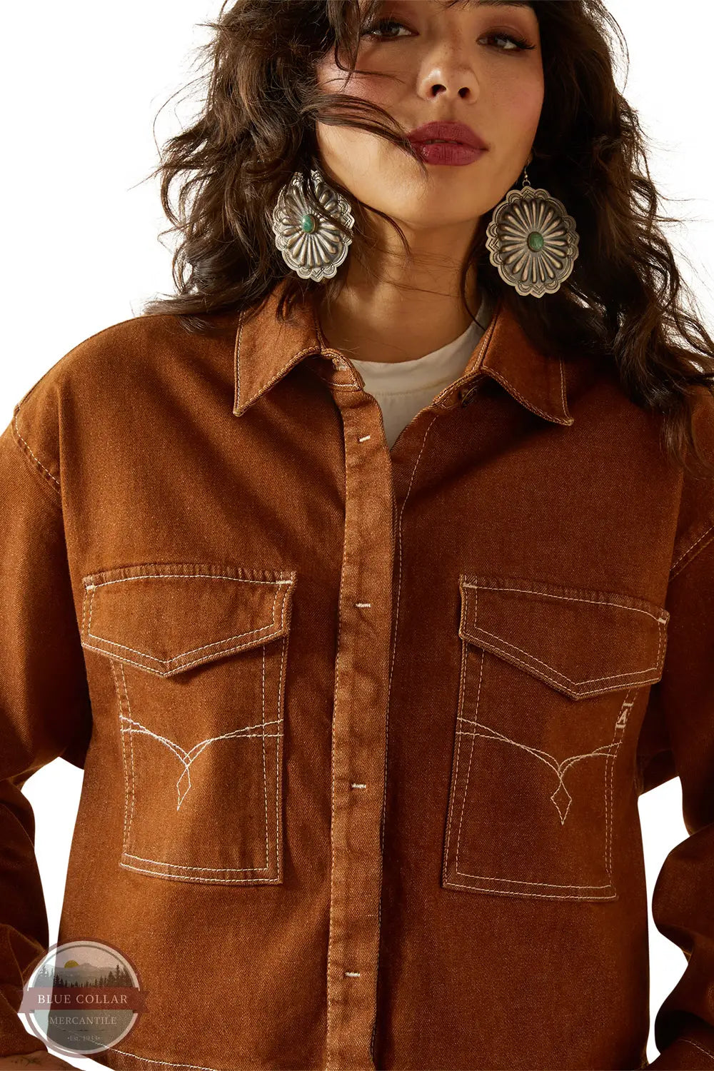 Ariat 10063166 Boxy Cropped Denim Jacket, buttoned front