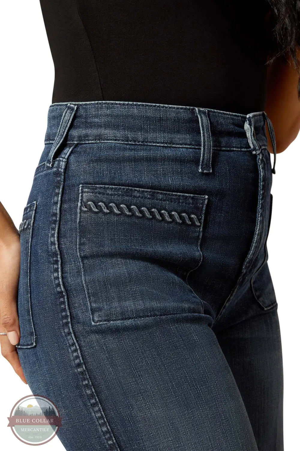 Ariat 10065915 Ultra High Rise Jill Wide Leg Jean front pocket zoom