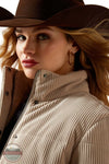 Ariat 10065958 Swirls Puffer Jacket in Tan, collar zoom