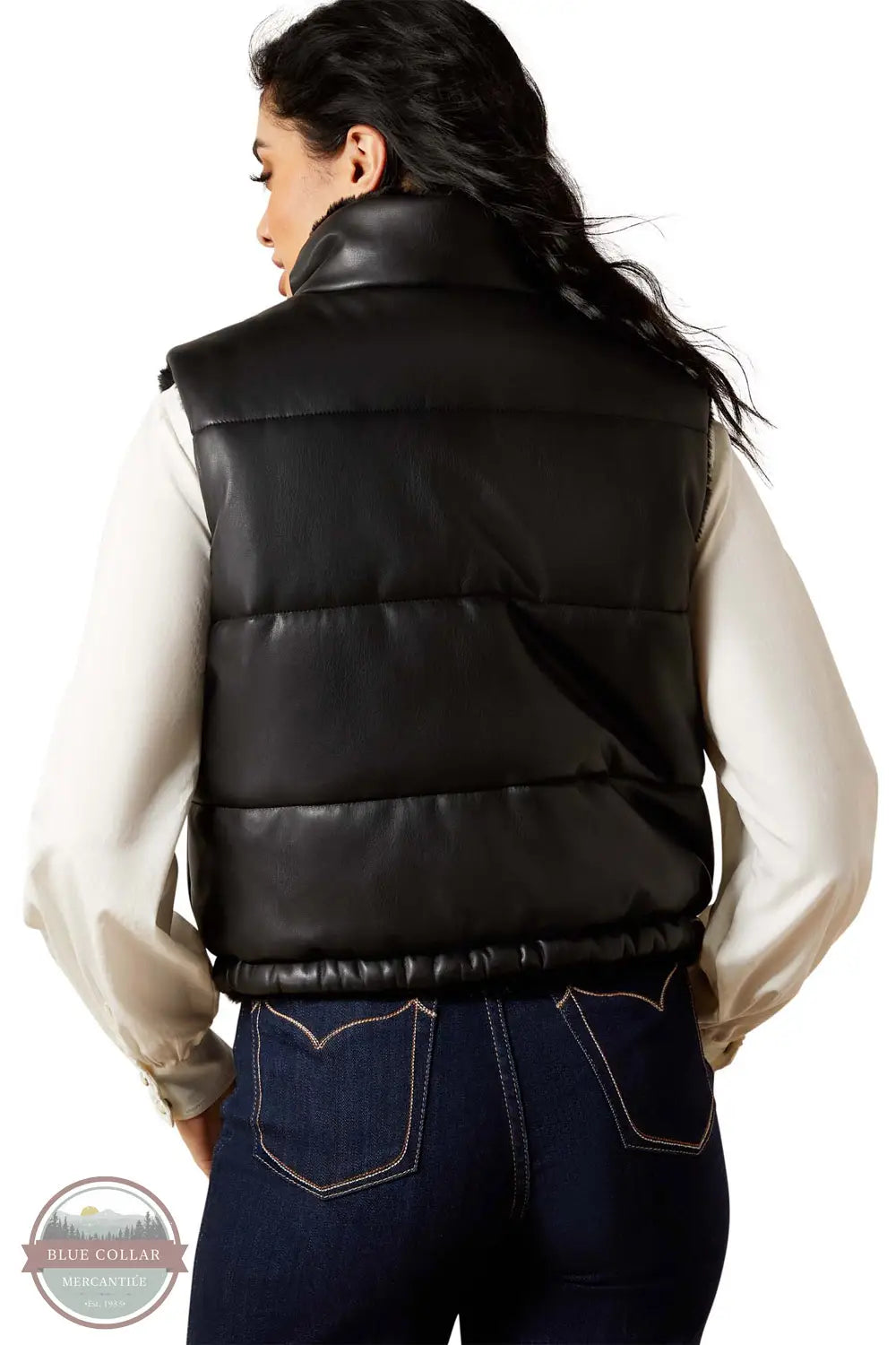 Ariat 10065974 Echo Reversible Black Vest, leather rear