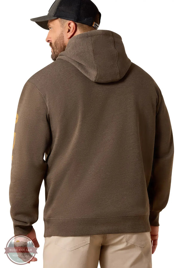 Ariat 10071201 Rebar Lightweight Logo Hoodie in Major Brown Heatherwood Thrush back view