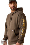 Ariat 10071201 Rebar Lightweight Logo Hoodie in Major Brown Heatherwood Thrush front view