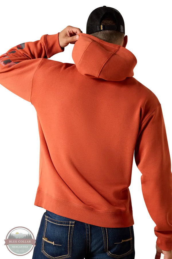 Ariat 10071245 Rebar Lightweight Logo Hoodie in Burnt Brickbrandy Snifter back view