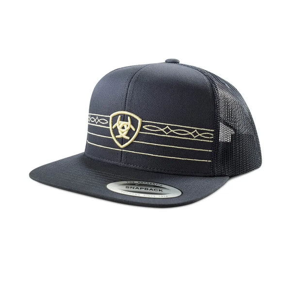 Ariat A300092103 Men's Shield &amp; Boot Stitch Ribbon Snapback Cap front view