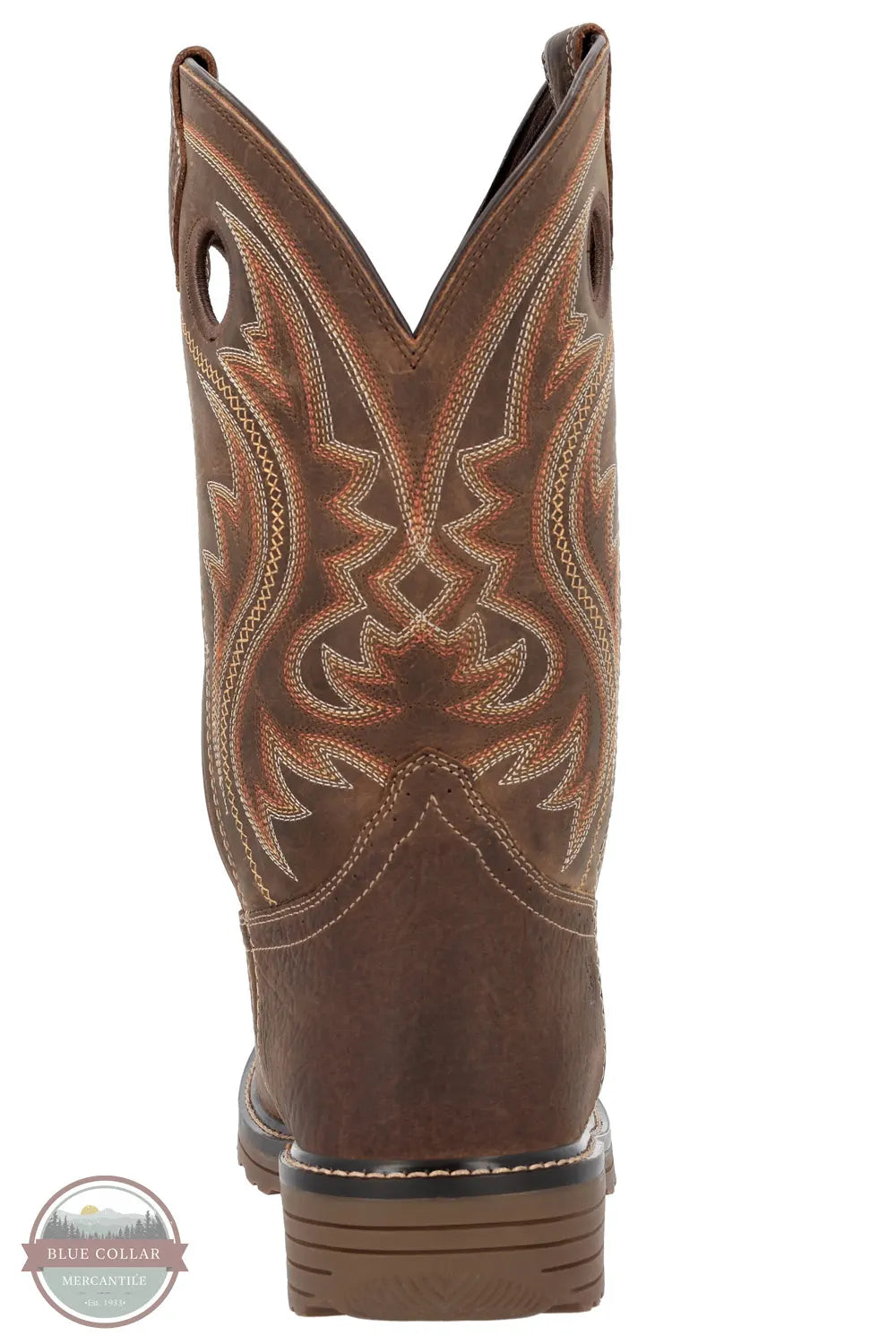 Durango DDB0527 Bark Brown Square Toe Western Pull-On Boot back heel view