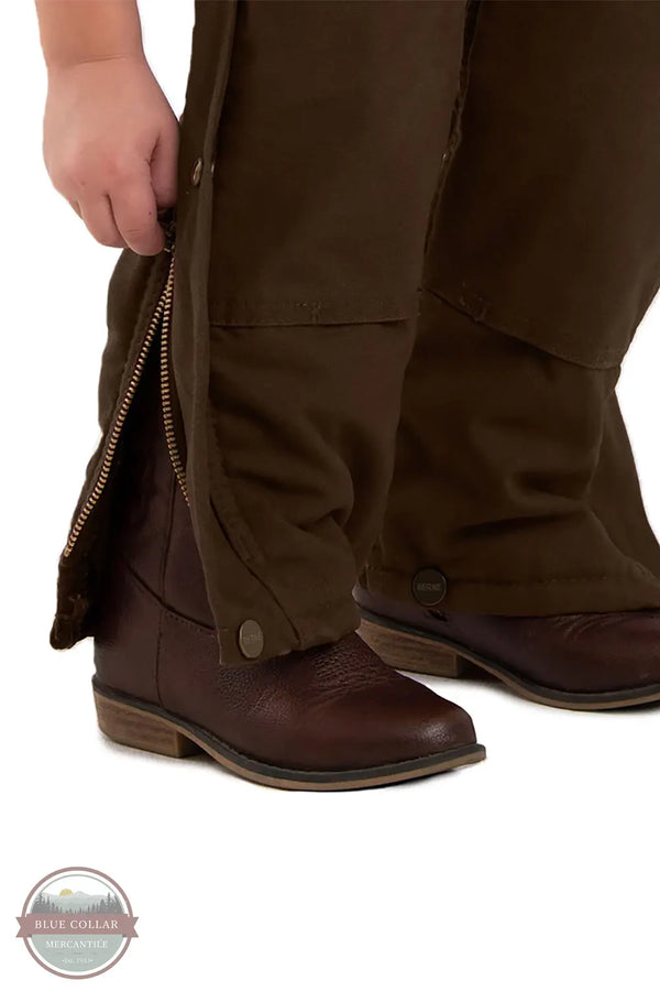 Berne BB21TB Toddler Softstone Insulated Bib Overalls in Bark Brown zipper detail