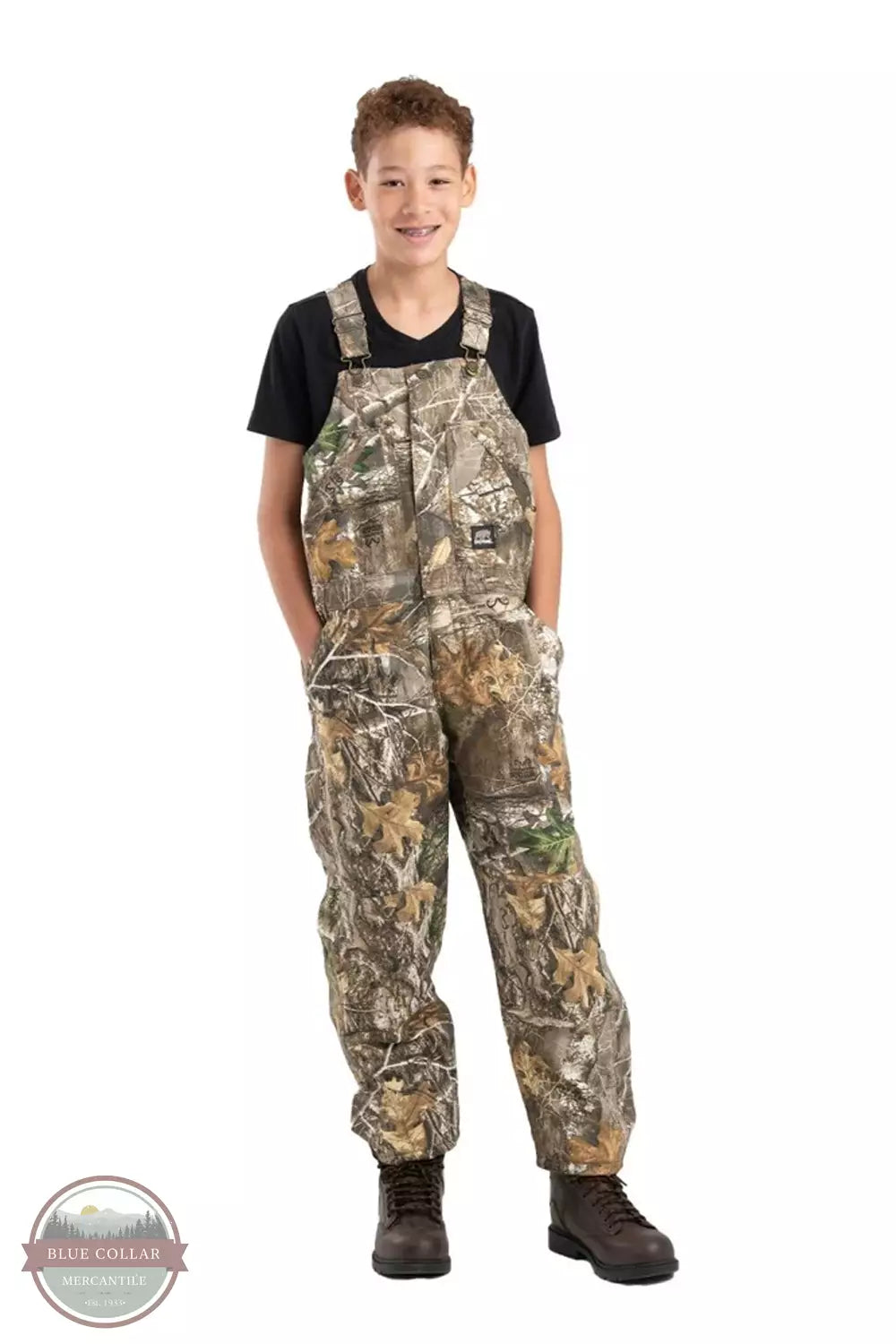Berne BB21EDG Youth Camo Softstone Insulated Bib Overall Front View