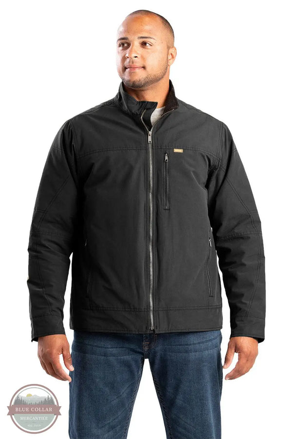 Berne J387 Highland Quilt-Lined Micro-Duck Jacket in Black, front