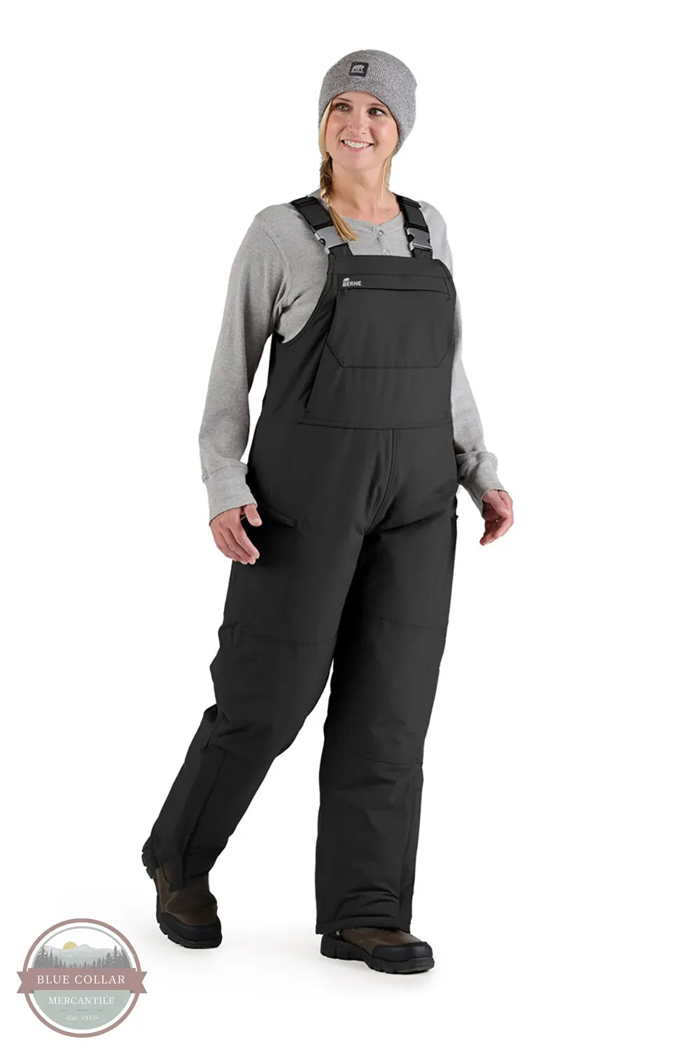 Berne WB21 Weather Warrior Insulated Bib Overall in Black front view