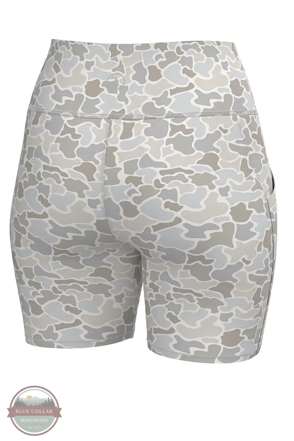 Local Girl LG Biker Shorts in Forest Camo Saltwater rear view of shorts