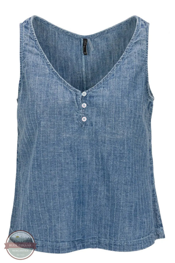 North River Apparel NRL5112-CHAMB Bimini Sleeveless Woven Henley Top Product only view