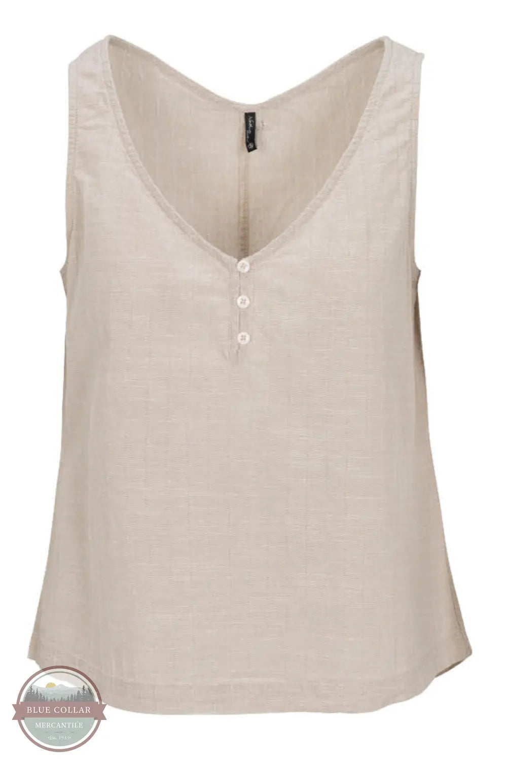 North River Apparel NRL5112-PLZTP Bimini Sleeveless Woven Henley Top Product only view