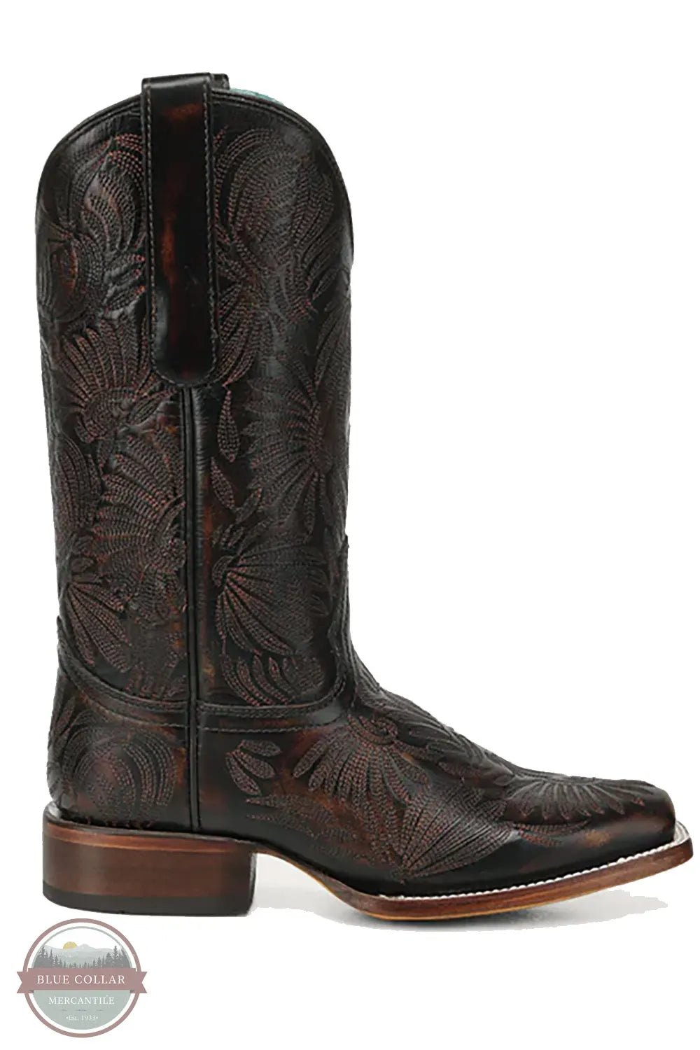 Corral A4848 - Women's Black Honey Floral Petal Embroidery Square Toe Cowboy Boots side view
