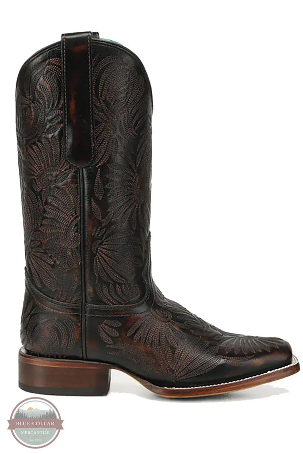 Corral A4848 - Women's Black Honey Floral Petal Embroidery Square Toe Cowboy Boots side view