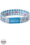 Versible's Blue Belle Tap To Pray® Wristband flower and bow side shown