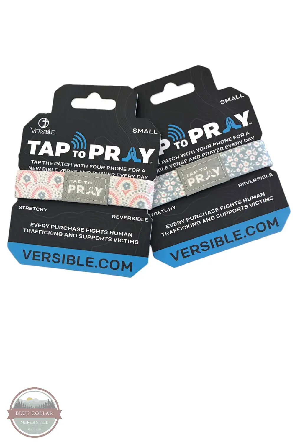 Versible's Boho Bouquet Tap To Pray® Wristband packaging shown