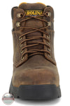 Carolina CIRCUIT CA1626 Women's 6" Waterproof Composite Toe Work Boot, A brown leather lace-up work boot with a black sole, shown from a front-facing angle on a white background. The tongue features the Carolina brand logo.