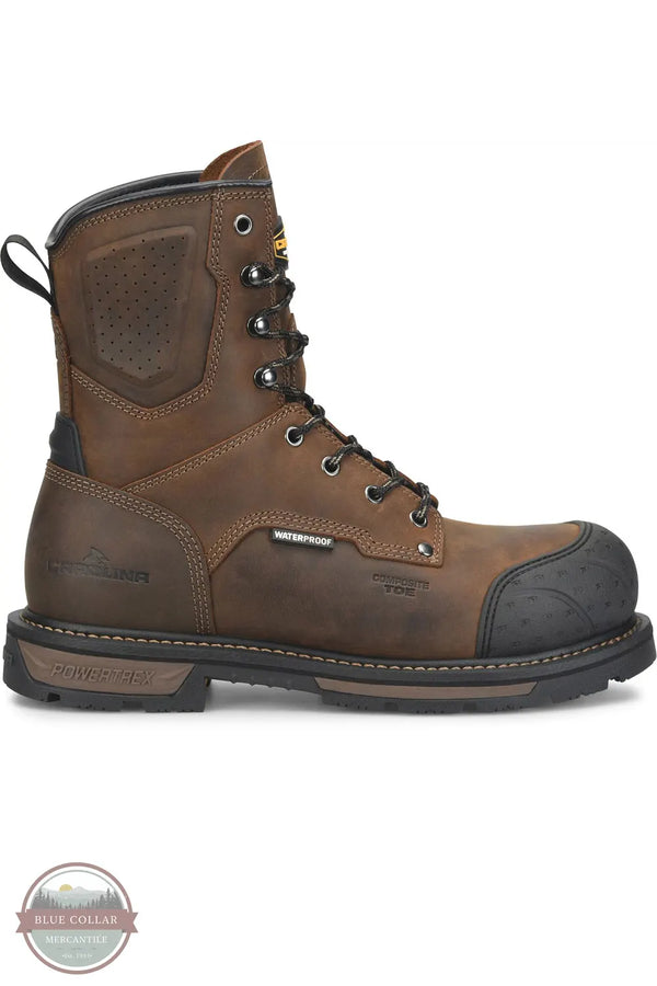 Carolina CA3701 Men's Blockade 8" Heat Resisting Waterproof Composite Toe Work Boot in Dark Brown side view