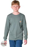 Carhartt CA6884 Boys' Long Sleeve Pocket Logo T-Shirt in 3 colors in youth's vintage green