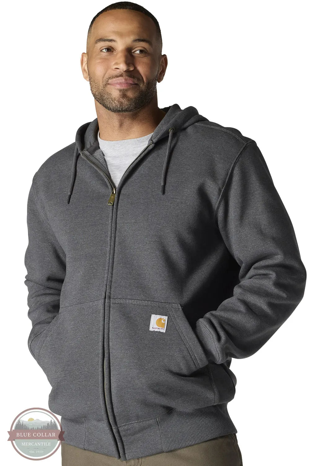 Carhartt 100614 Rain Defender Loose Fit Heavyweight Full-Zip Sweatshirt in Carbon Heather