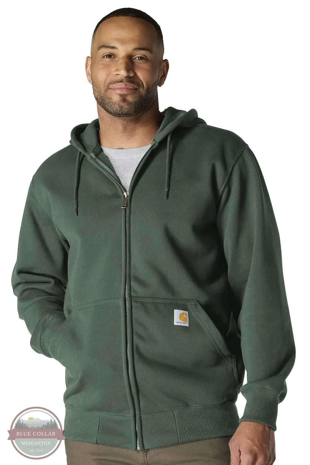 Carhartt 100614 Rain Defender Loose Fit Heavyweight Full-Zip Sweatshirt in Forestry Green