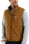 Carhartt 102286 Men's Rain Defender Insulated Vest - Relaxed Fit brn front model view