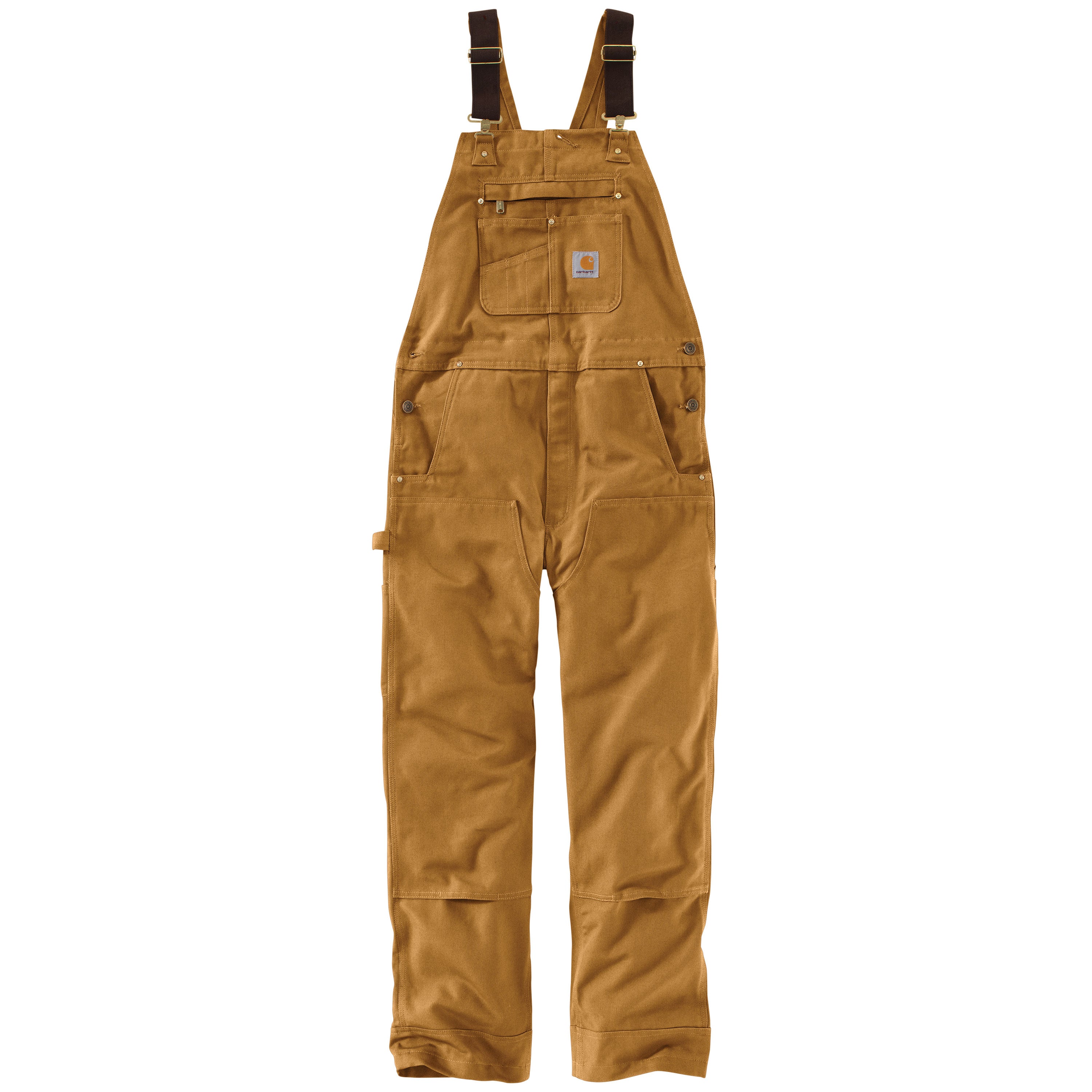 Carhartt 102776-211 Relaxed Fit Duck Bib Overall in Carhartt Brown front view