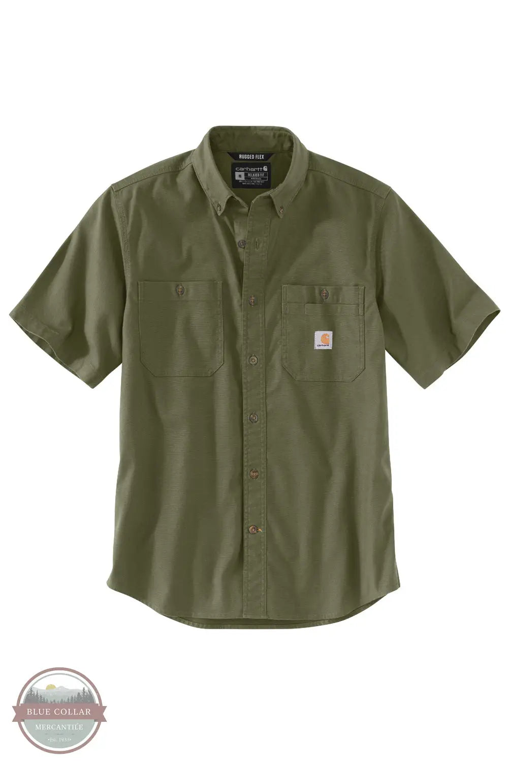 Carhartt 103555 Rugged Flex Midweight Relaxed Fit Short Sleeve Shirt in green, front