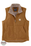 Carhartt 104277 Loose Fit Washed Duck Sherpa Lined Mock Neck Vest Carhartt Brown Front View