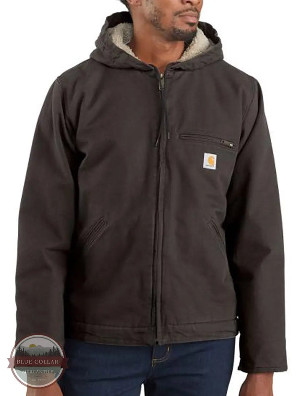 Carhartt 104392 Relaxed Fit Washed Duck Sherpa-Lined Jacket in DKB, front