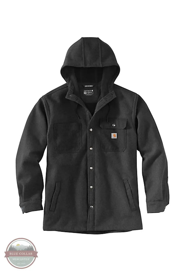 Carhartt 105022 Rain Defender® Relaxed Fit Heavyweight Hooded Shirt Jac in BKH, front