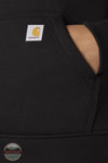 Carhartt 105295 Clarksburg Relaxed Fit Quarter-Zip Mock-Neck Sweatshirt in black pocket detail view