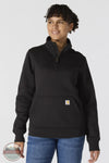 Carhartt 105295 Clarksburg Relaxed Fit Quarter-Zip Mock-Neck Sweatshirt in Black front model view