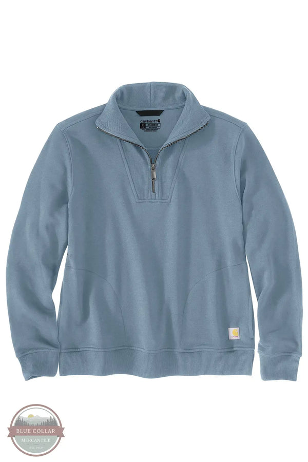 Carhartt 106451 TENCEL™ Fiber Series Relaxed Fit Half-Zip Sweatshirt in light blue, front