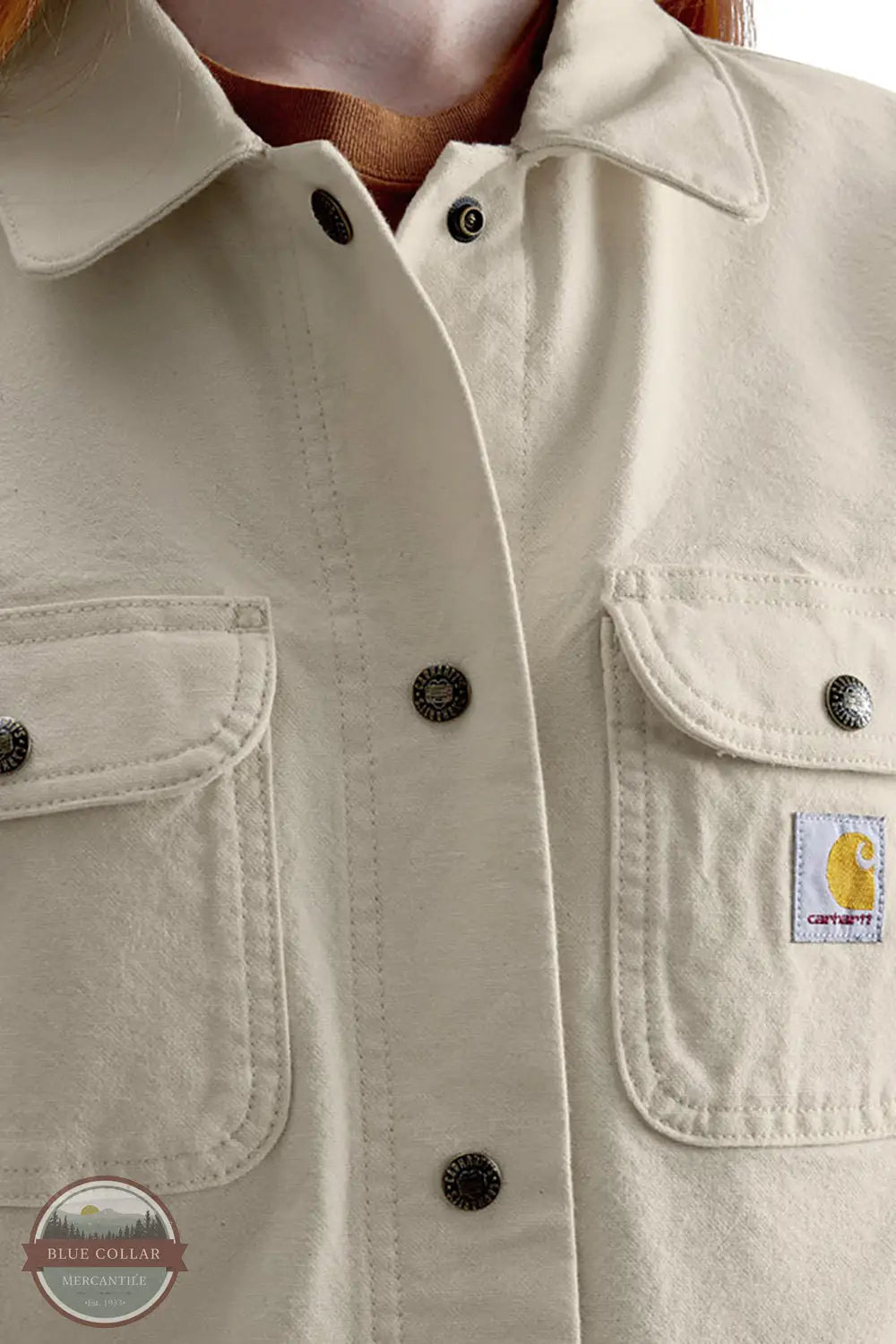 Carhartt 106812 Rugged Flex Loose Fit Canvas Shore Coat in cream, buttons