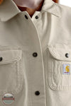 Carhartt 106812 Rugged Flex Loose Fit Canvas Shore Coat in cream, buttons