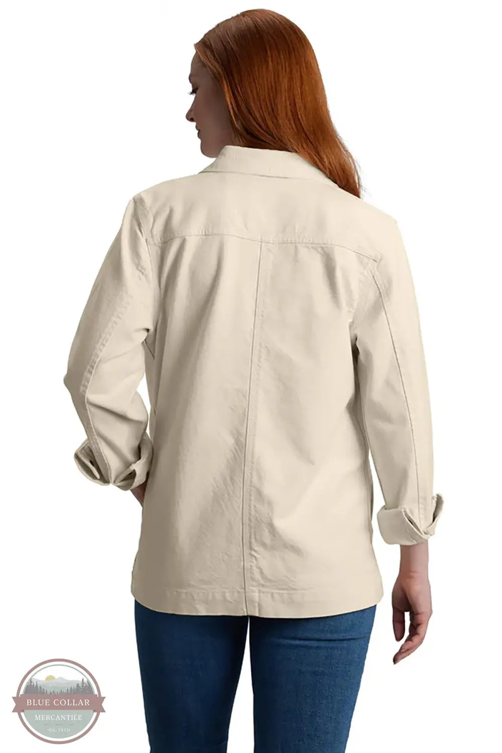 Carhartt 106812 Rugged Flex Loose Fit Canvas Shore Coat in cream, rear