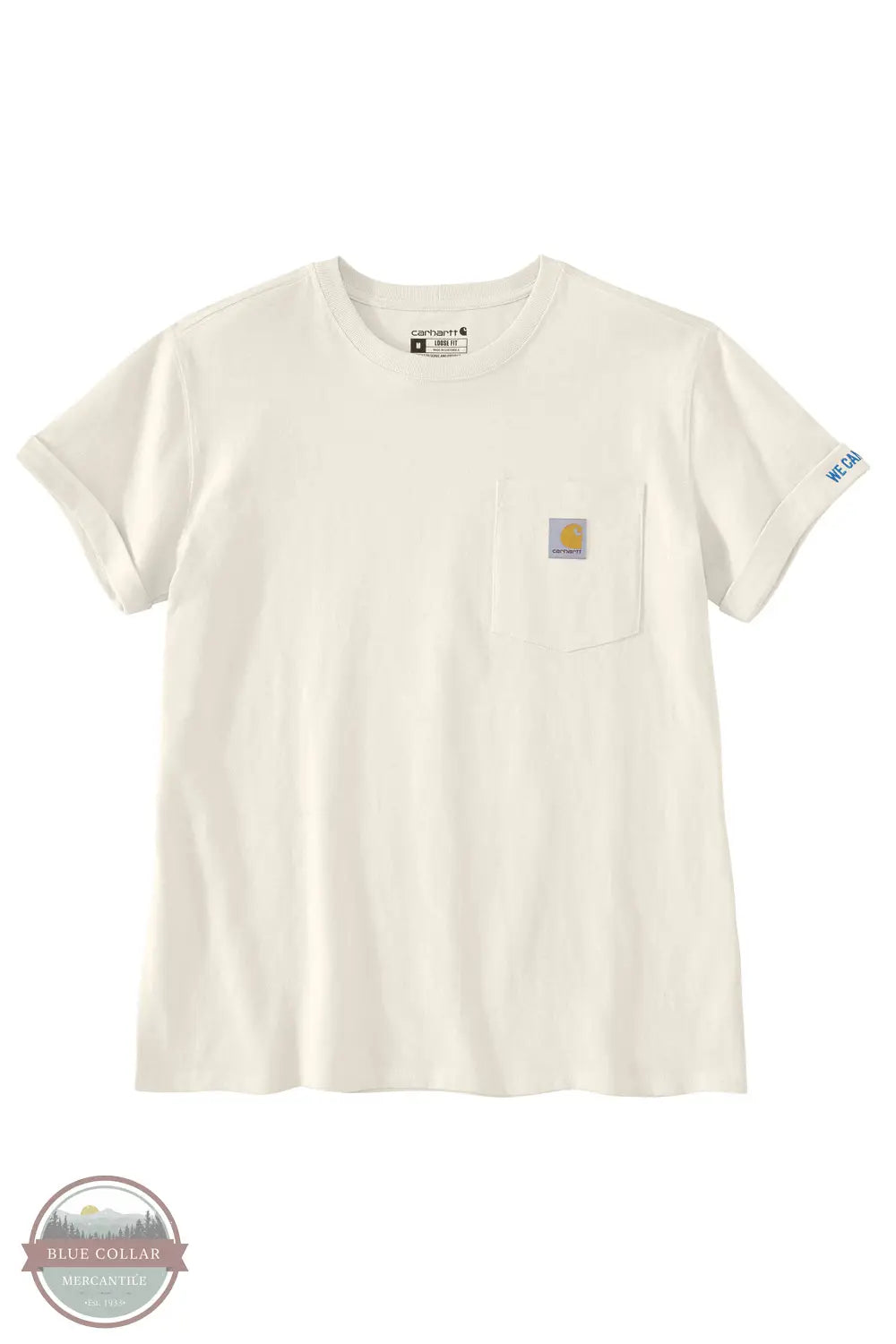 Carhartt 106903-W03 Rosie the Riveter Short Sleeve T-Shirt in Cream front pocket detail of shirt