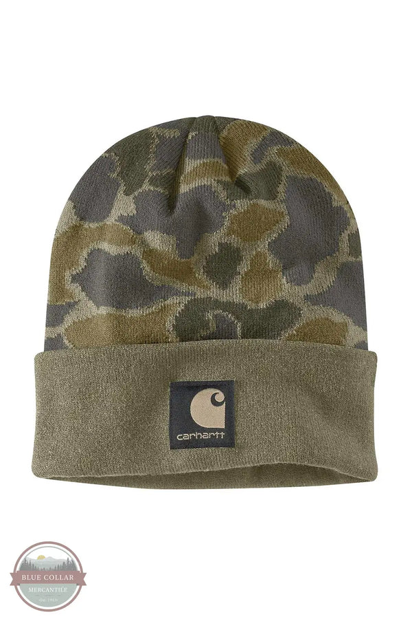 Carhartt 107006-E97 Knit Cuffed Camo Beanie for Kids, front