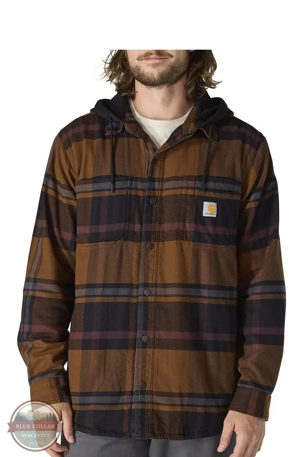 Carhartt 107011 Rugged Flex® Relaxed Fit Flannel Fleece Lined Shirt Jac in N04, front