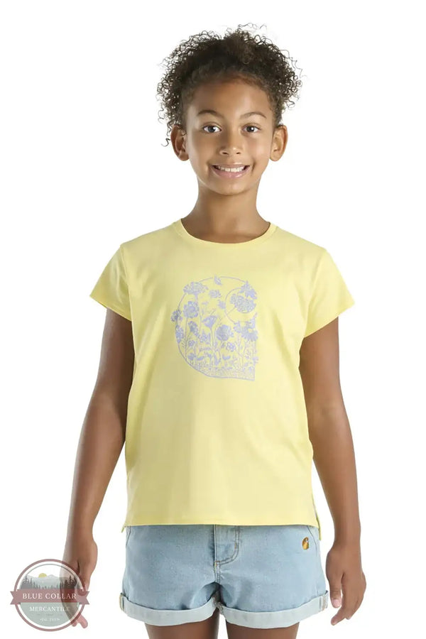 Carhartt CA7120-Y39 Floral Logo Short Sleeve T-Shirt in Yellow, front
