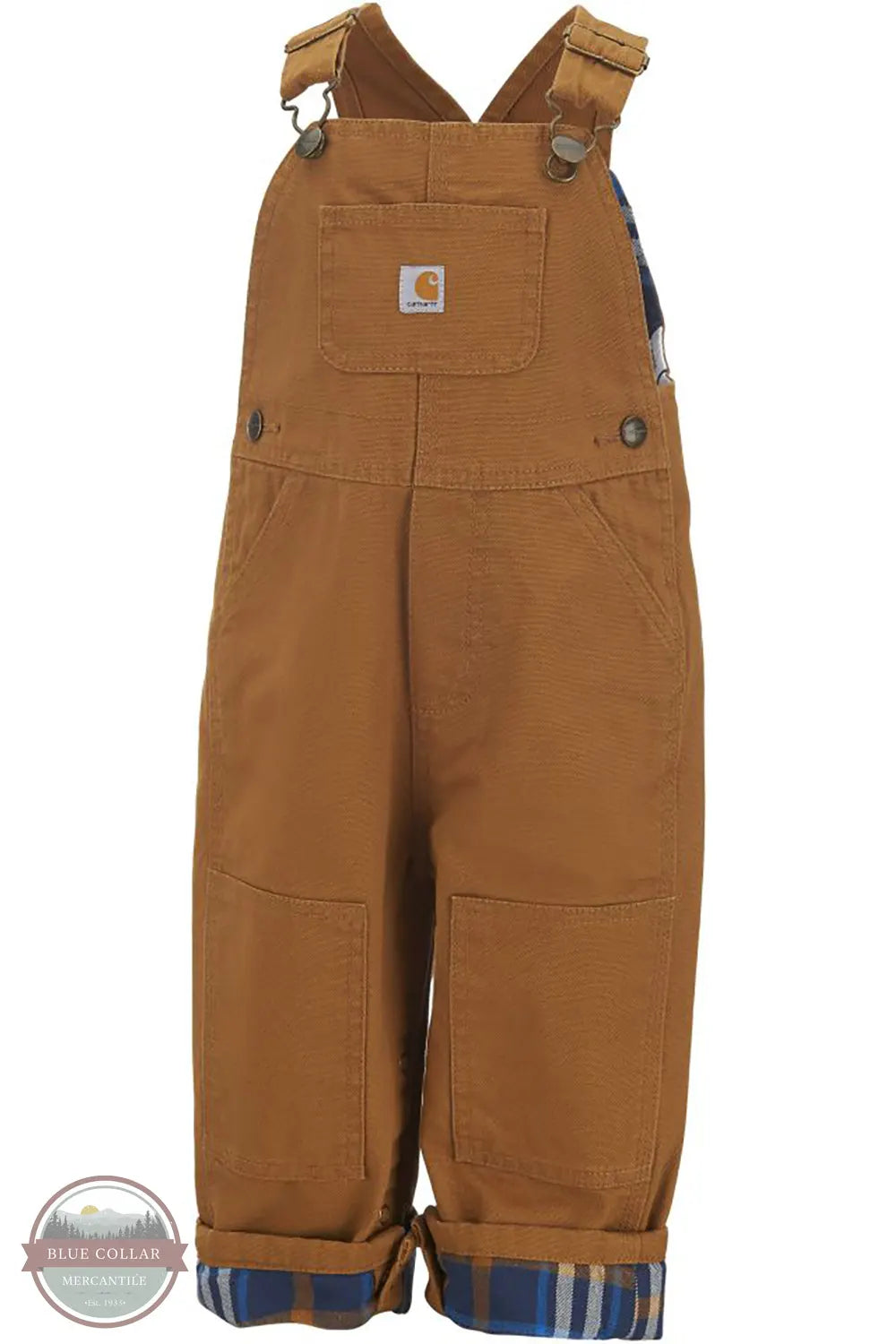 Carhartt CM8645-D15 Infant Canvas Bib Overall Flannel Lined in Carhartt Brown